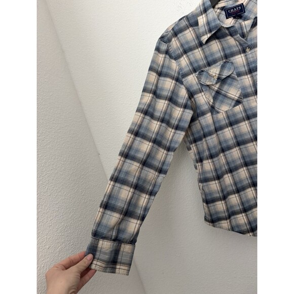 Chaps Women’s Plaid Blue Long Sleeve Button Down Shirt Chest Pockets XL - Picture 3 of 10